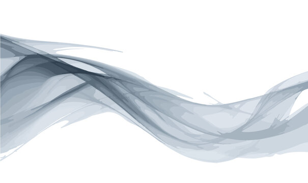 Elegante, transparente graue Wellen und flie&szlig;ende Formen erzeugen eine dynamische Textur auf reinwei&szlig;em Hintergrund.