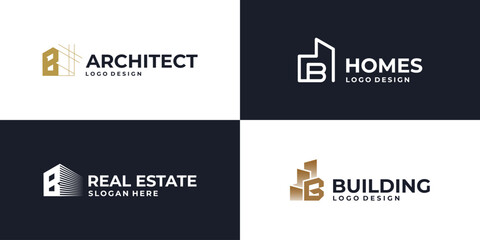 creative initial letter b real estate logo symbol, building logo design vector © freshMILK