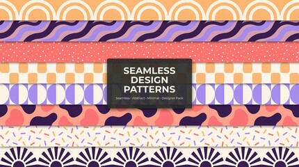 A colorful collection of seamless design patterns for creative projects and backgrounds