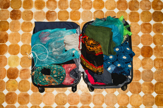 Open Suitcase with Colorful Clothes