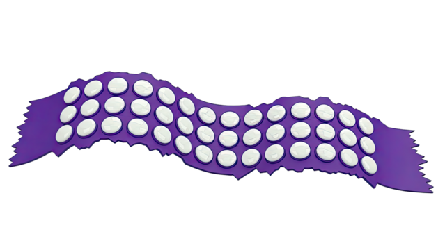 Purple object with white circles - Powered by Adobe