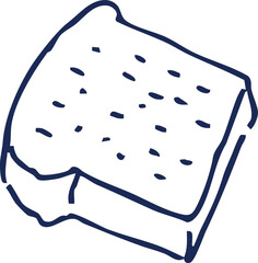 Simple sketch of a slice of bread, perfect for food-related designs and breakfast themes