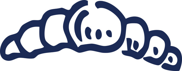 Stylized hand-drawn croissant illustration in a dark blue outline, depicting a classic French pastry, ideal for bakery logos, cafe menus, or food-themed graphic designs