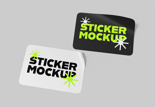 Rectangle Adhesive Sticker Mockup