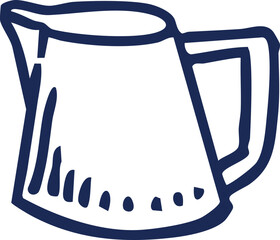 Simple hand-drawn illustration of a pitcher with a handle and a spout, perfect for various design projects and themes related to beverages and kitchenware