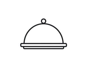 Obraz premium A simple, minimalist outline of a covered serving dish, featuring a rounded dome top and a circular base. A small knob rests on the dome