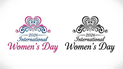 2026 international women's day logo with ornate heart designs