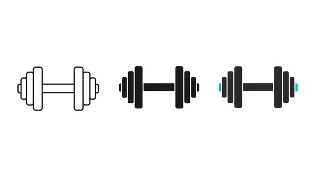 Dumbbell icon set in different style