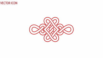 Red Celtic Knotwork Vector Icon Design Element.