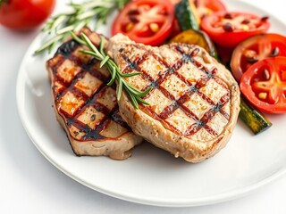 Grilled pork chops with fresh tomatoes