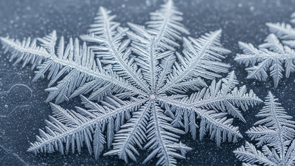 Frozen Snowflake on Dark Surface