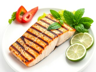 Grilled salmon with lime and basil