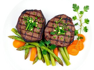 Grilled steak with fresh vegetables