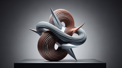 Abstract Sculpture Intertwined Coil and Sharp Spikes