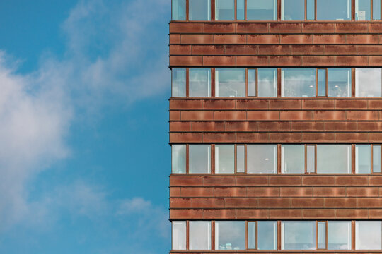 Modern Copper Facade Against Blue Sky