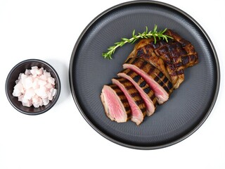 Grilled steak with rosemary and sea salt