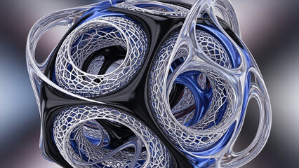 Abstract Geometric Sculpture with Interwoven Loops