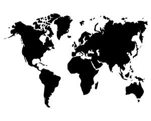 World map black silhouette
