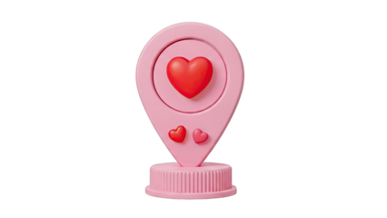 Pink Location Pin with Hearts