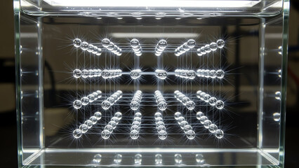 Sparkling Orbs Inside Glass Box