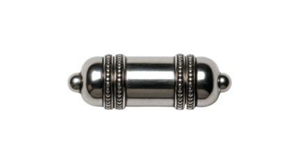 Silver amulet pendant capsule with intricate ornate details, a talisman for protection and good luck, isolated on transparent background