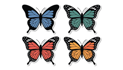Obraz premium black color butterfly set of silhouette vector illustration, solid white background