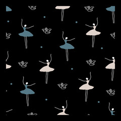 Chic Pastel Ballerina Pattern in Minimalist Style. Perfect for kids, dance themes, fabric, and wallpaper