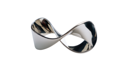 Infinity symbol sculpture representing endless loop and eternal connection, isolated on transparent background