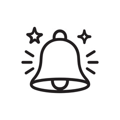 christmas bell icon line art on white background