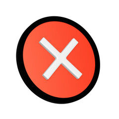 Obraz premium 斜めに傾いた赤と黒の丸形の消去マークのアイコン。リッチな質感の3Dイラスト