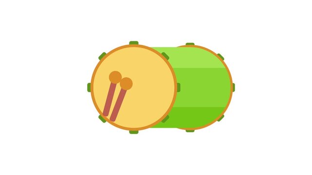 Traditional Bedug Drum Animation with Mallets for Islamic Prayer and Cultural Ceremony