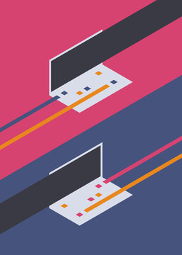 Poster design with abstract laptops