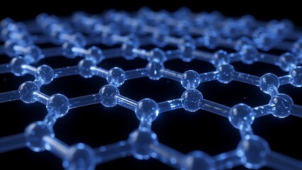 Abstract Graphene Molecular Structure with Hexagonal Lattice and Blue Glow