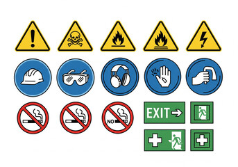 Warning and safety signs for industrial and public areas