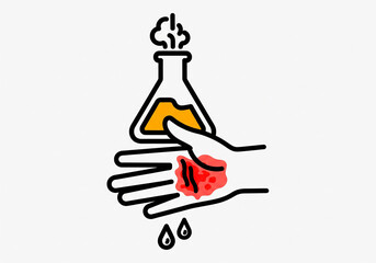 Chemical burn on hand from hazardous substance