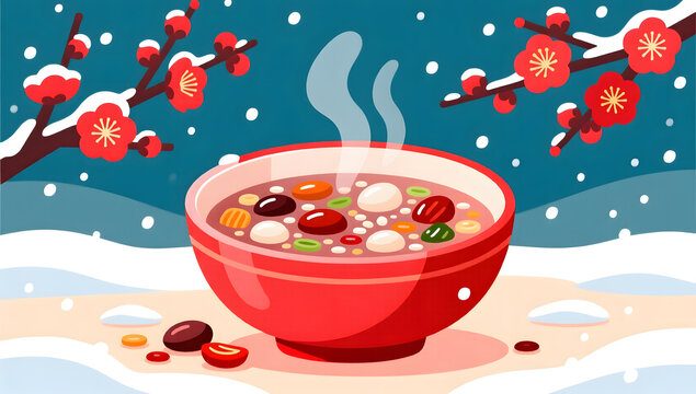 Enjoying a bowl of steaming Laba porridge during the festival