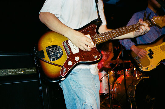 Live Band Performance with Electric Guitar and Bass