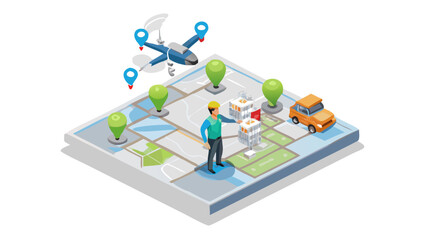 Logistics manager using drone technology for efficient delivery planning