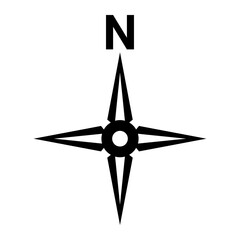 Black north direction symbol . Compass sign for map