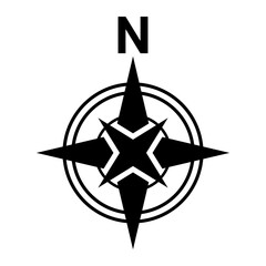 Black north direction symbol . Compass sign for map