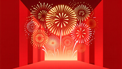 New Year fireworks night showing red and gold contrast