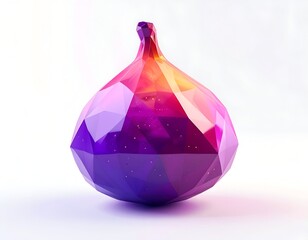 Geometric fig, faceted with a gradient of purple, pink, and orange