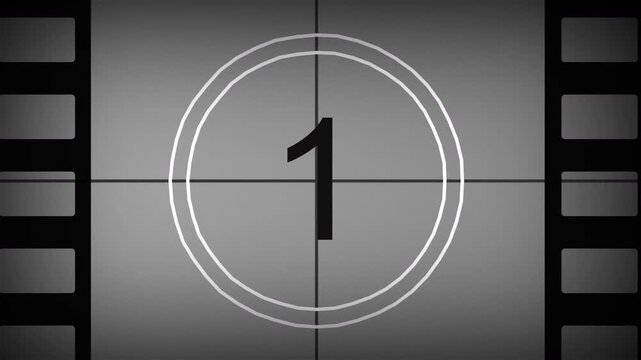 5 second old film countdown dust flicker scratches vignette, vintage retro ideal for movie intros, historical content, or vintage effect needs.