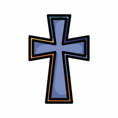 Fototapeta premium A stylized cross with a blue center and black outline