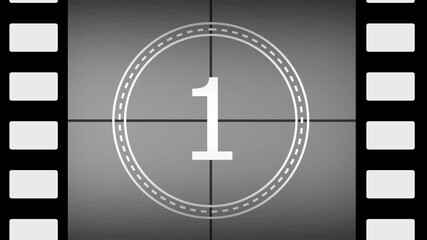 5 second old film countdown classic retro vintage flicker scratches counter, ideal for movie openings or historical content.