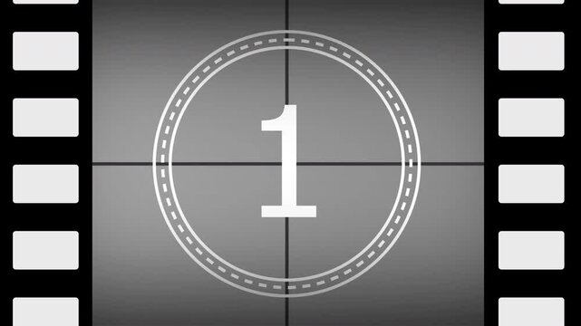 5 second old film countdown classic retro vintage flicker scratches counter, ideal for movie openings or historical content.