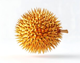 Exotic golden fruit with spiky exterior, isolated on white background