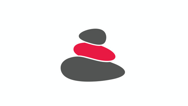 A stack of three stones in dark gray and red hues