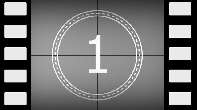 5 second old film countdown movie reel vintage flicker scratches ideal for retro video intros and transitions
