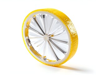 Translucent lemon slice, rendered in detail, set against a white backdrop